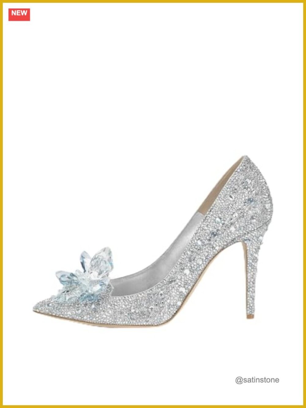 Crystal Rhinestone Pointed Toe Pumps Clear Stiletto Heels 3.1"
